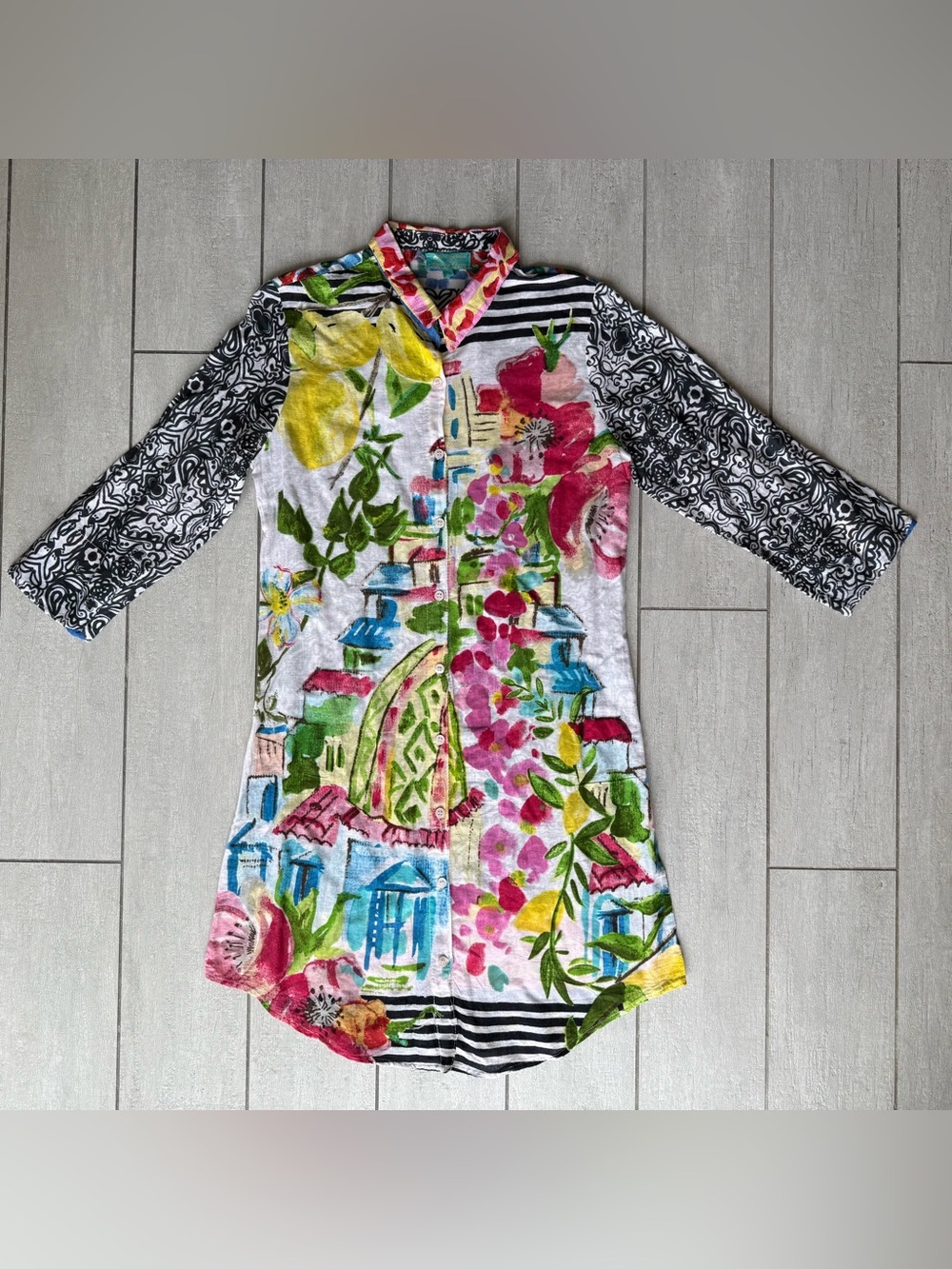 ANTICA SARTORIA by Giacomo Cinque Small Cotton Beach Cover Up Dress Kaftan